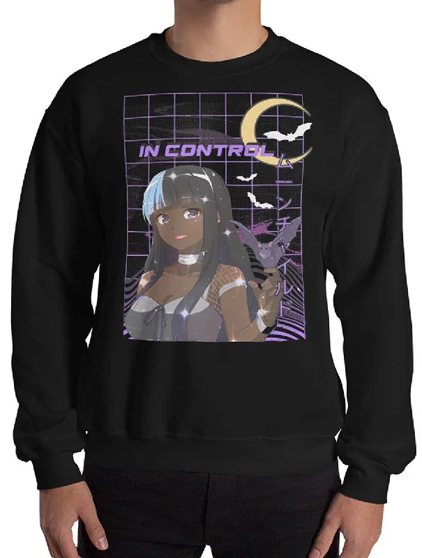 Moonlight Anime Graphic Sweatshirt Hoodie with Side Slits Relaxed Casual