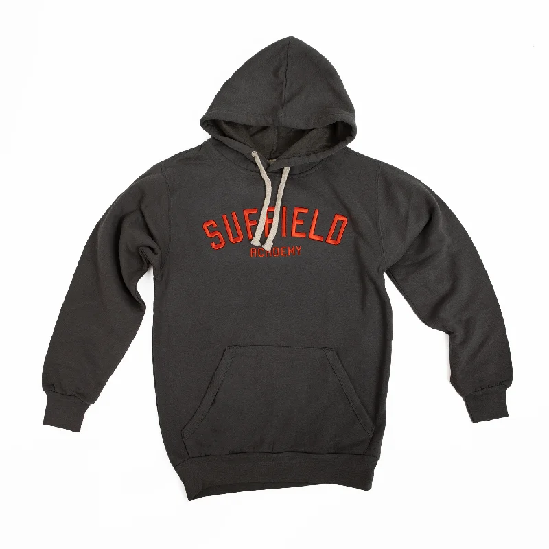 MV Sport Granite Hoodie Orange Suffield Academy Embroidery Hoodie with Elastic Cuffs Stretchable Comfortable