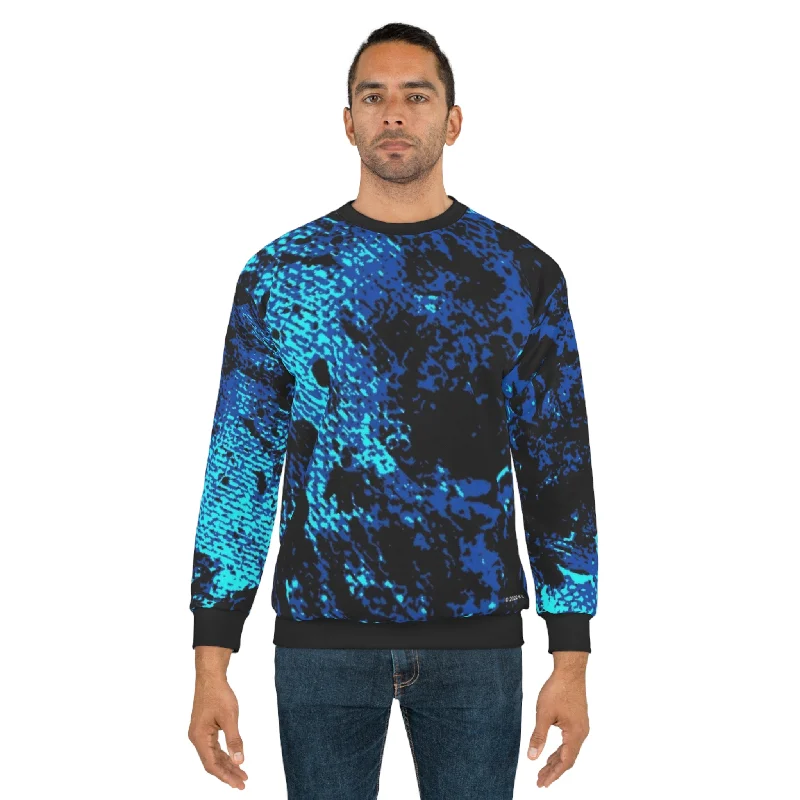 "Mystic Cube" (Cosmic Fusion - Sapphire) - Unisex Sweatshirt Hoodie with Full-Zip Functional Layering