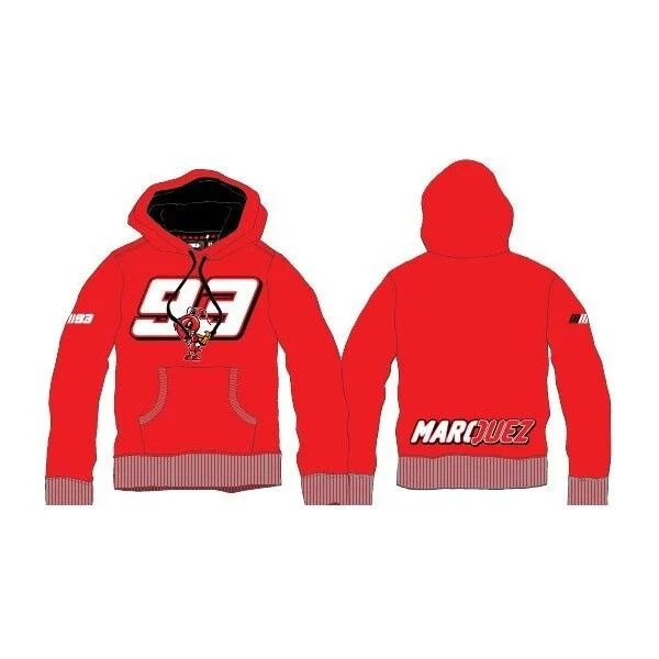 New Official Marc Marquez 93 Red Hoodie - 12Xmmfl 2930 07 Hoodie with Zipper Placket Modern Functional