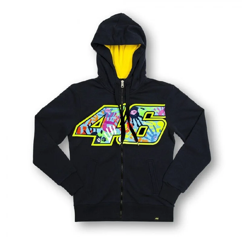 New Official VR46 Womans Navy Hoodie - Vrwfl 153802 Hoodie with Drop Shoulder Relaxed Streetwear