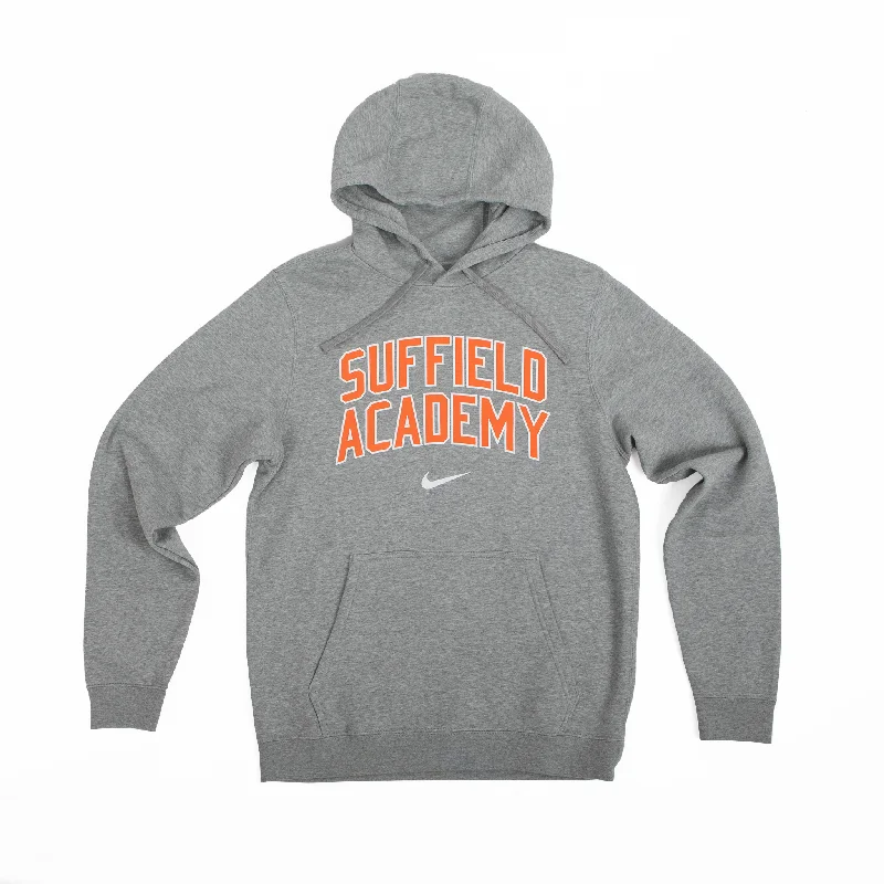 Nike Grey Hoodie with Suffield Academy Graphic Hoodie Design Print