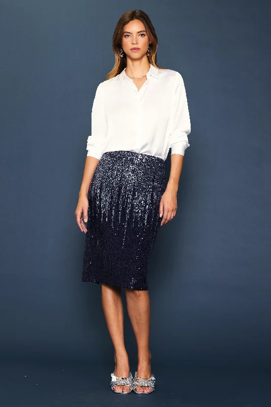 Ombre Sequin Midi Skirt modal blend skirt