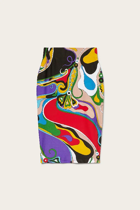 Orchidee-Print Pencil Skirt spandex blend skirt
