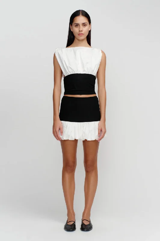 Ownley Dee Dee Bubble Skirt - Black button skirt front