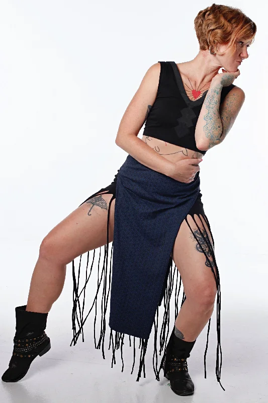 Panel & Tassel skirt relaxed fit skirt