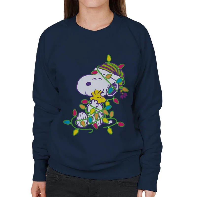 Peanuts Christmas Festive Lights Hug Women's Sweatshirt Hoodie with Embroidery Detailed Premium