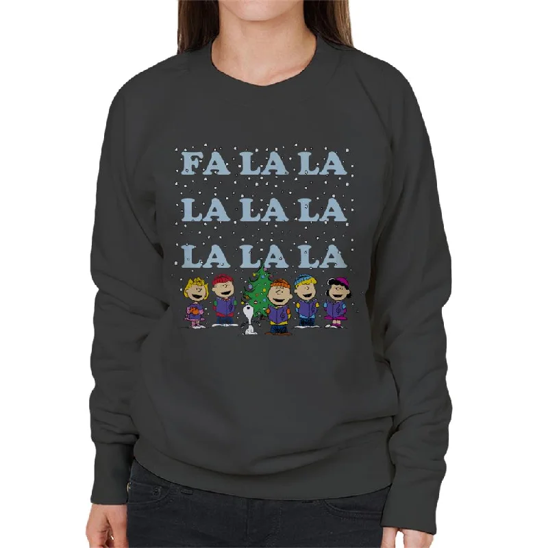 Peanuts Fa La La La Christmas Carol Women's Sweatshirt Hoodie with Hem Ribbing Snug Secure