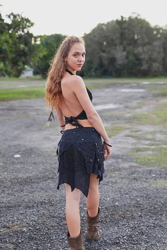 PIXIE QUEEN SKIRT BLACK tiered skirt playful