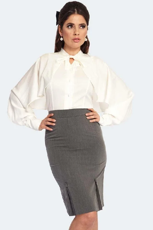 Pleat Detail Pinstripe Pencil Skirt satin skirt smooth