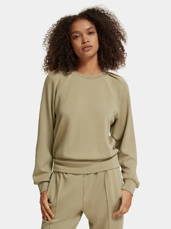 Pleated shoulder sweatshirt Hoodie with Camouflage Military Edgy