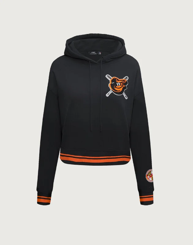Pro Standard Baltimore Orioles Mashup Rib Cropped Hoodie Hoodie with Hem Patch Decorative Personalized