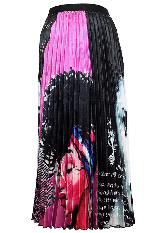 Q1352 PRINT SKIRT (PINK, GRN, YELLOW) denim skirt casual