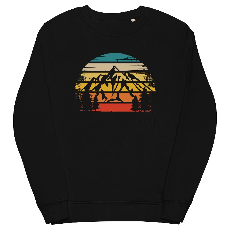 Retro Sonne und Berge - Unisex Premium Organic Sweatshirt Hoodie with Toggle Buttons Decorative Unique