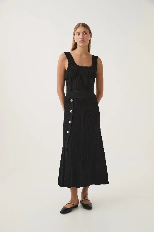 Rossana Knit Midi Skirt leather skirt sleek