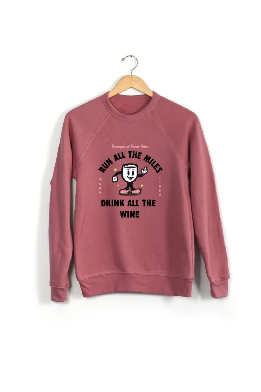 Run All The Miles, Drink All The Wine Unisex Sweatshirt Hoodie with Belted Waist Structured Tailored