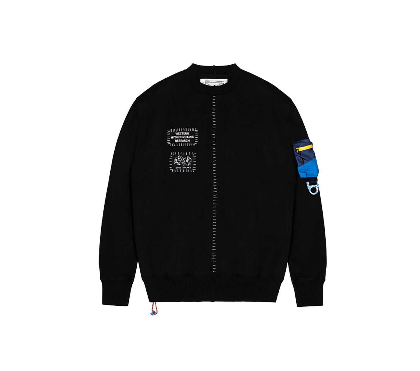 Space Available X Western Hydrodynamics Research Upcycled Patch Sweatshirt - Black Hoodie with Relaxed Fit Easy Casual