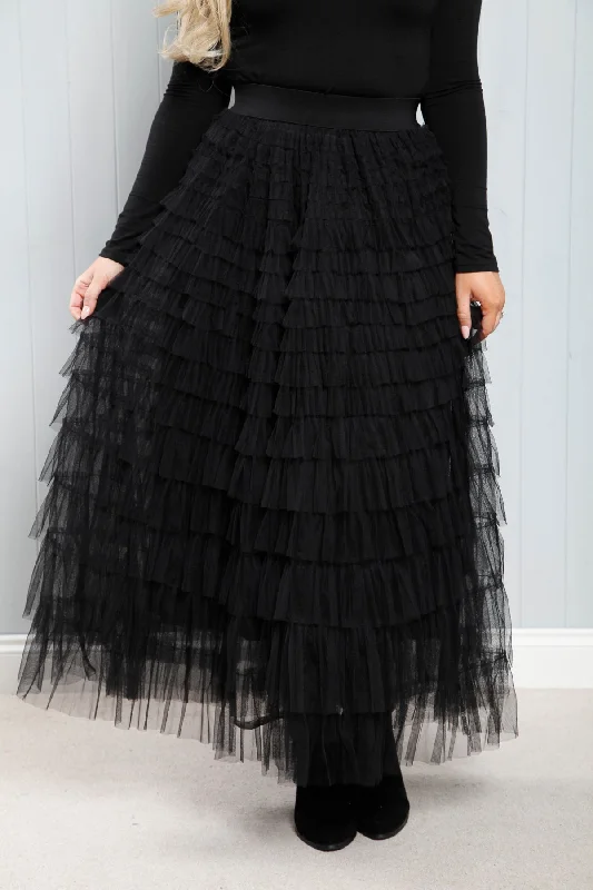 Seraphina Ruffle Skirt Black chiffon skirt airy