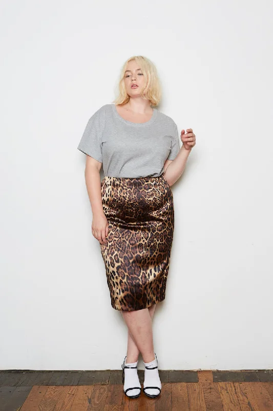 Shegul Leopard Skirt ribbed skirt waist