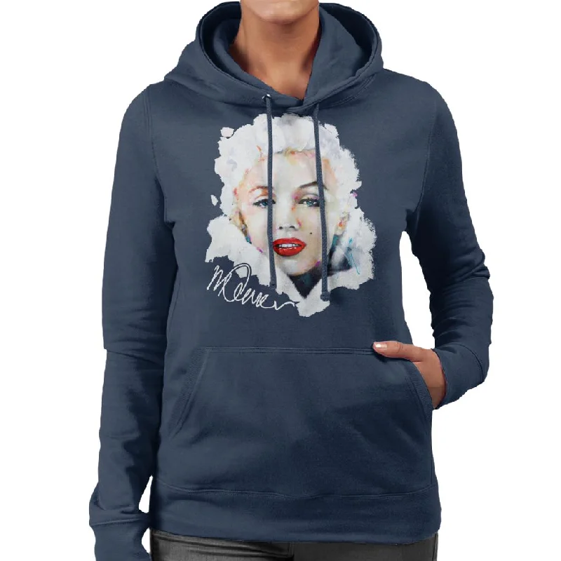 Sidney Maurer Original Portrait Of Actress Marilyn Monroe Women's Hooded Sweatshirt Hoodie with Hem Ribbing Snug Secure