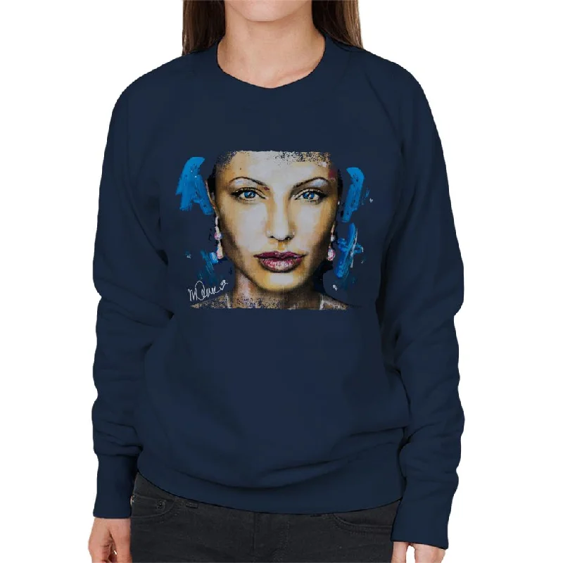 Sidney Maurer Original Portrait Of Angelina Jolie Women's Sweatshirt Hoodie with Full-Zip Functional Layering
