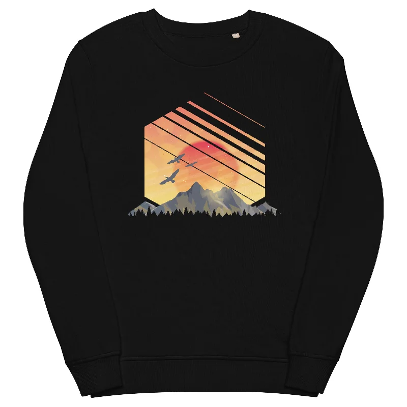 Sonnenaufgang Alpen - Unisex Premium Organic Sweatshirt Hoodie with Toggle Buttons Decorative Unique