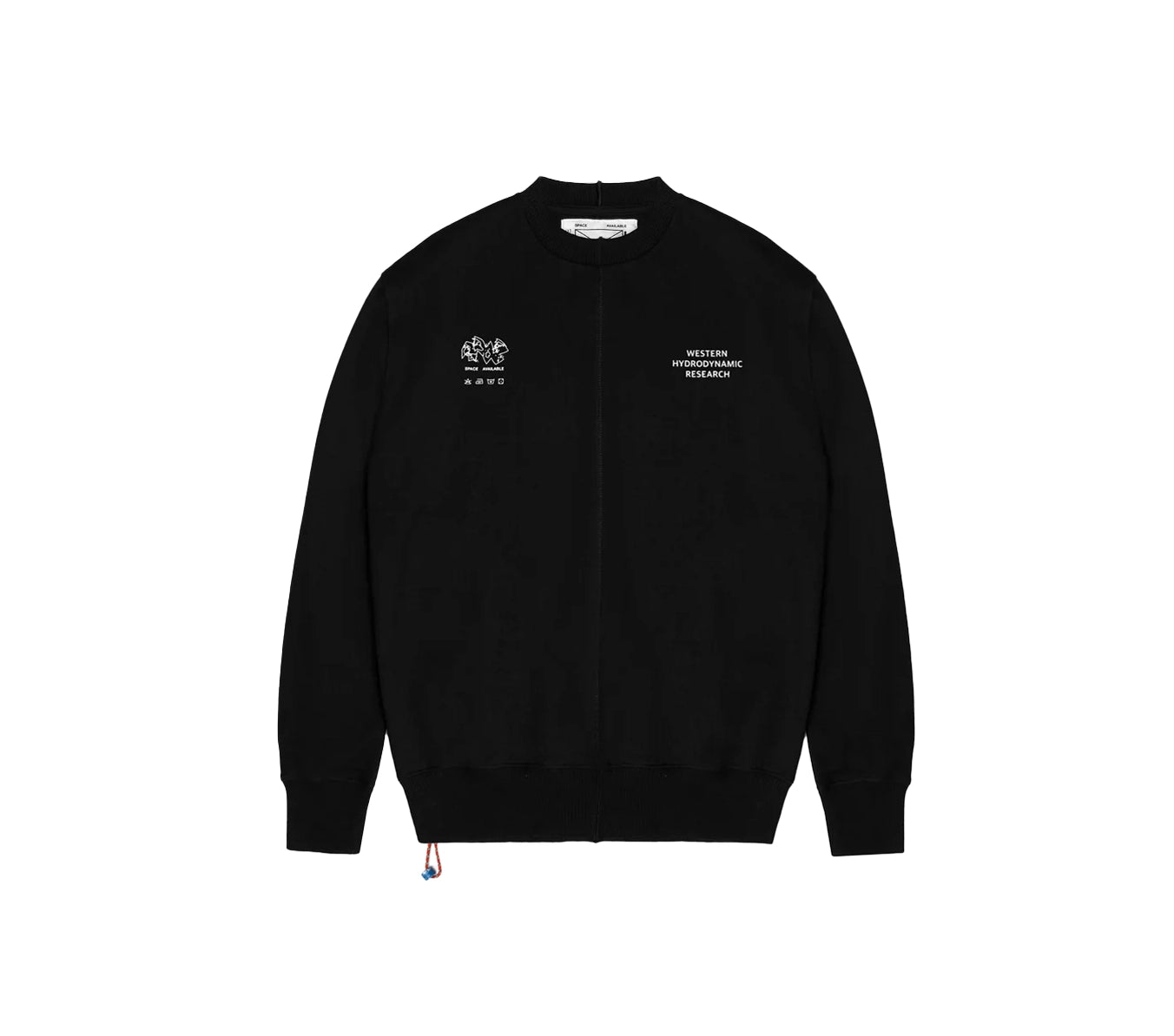Space Available X Western Hydrodynamics Research Upcycled Logo Sweatshirt - Black Hoodie with Hem Ribbing Snug Secure