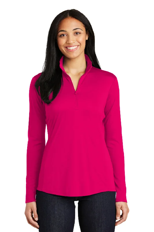 Sport-Tek Womens Competitor Moisture Wicking 1/4 Zip Sweatshirt - Raspberry Pink - Closeout Hoodie with Full-Zip Functional Layering