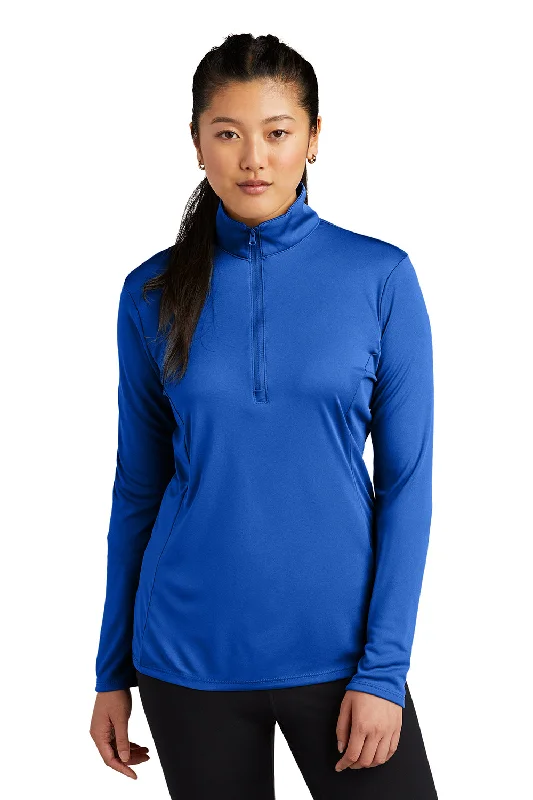 Sport-Tek Womens Competitor Moisture Wicking 1/4 Zip Sweatshirt - Royal Blue Hoodie with Sequins Glamorous Eye-catching