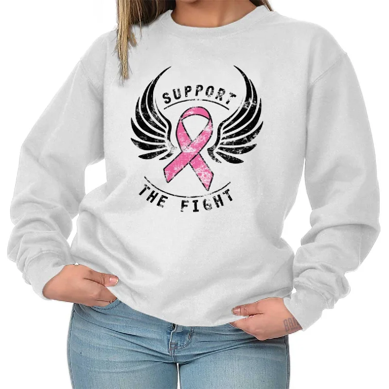 Breast Cancer Awareness Crewneck Sweatshirt Hoodie with Sequins Glamorous Eye-catching
