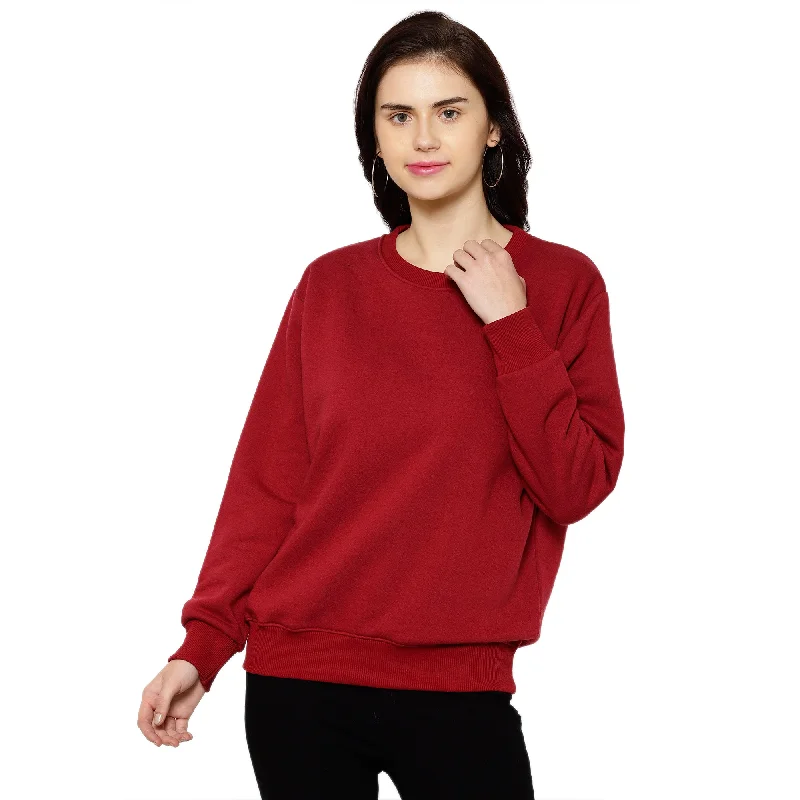 Vimal Jonney Fleece Round Neck Sweatshirt for Women Hoodie with Mesh Breathable Sporty