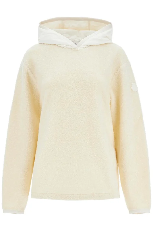 Teddy Effect Sweatshirt Hoodie with Exposed Zipper Edgy Industrial