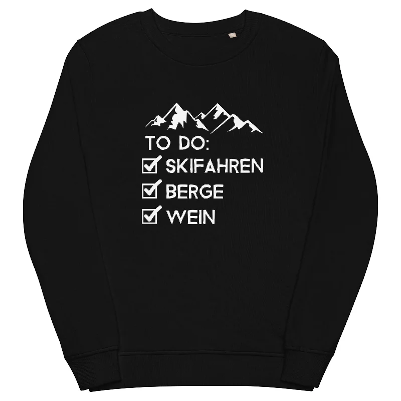 To Do Liste - Skifahren, Berge, Wein - Unisex Premium Organic Sweatshirt Hoodie with Hem Raw Edge Edgy Unfinished