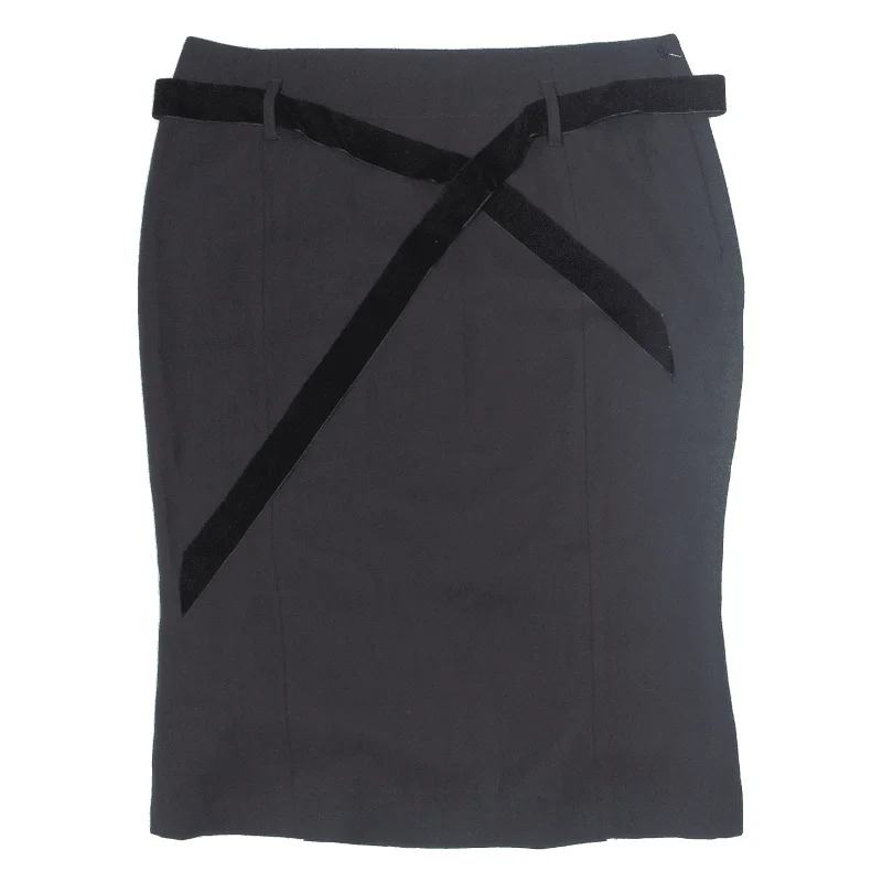 TOM FORD Belted Formal Knee Length Pencil Skirt Black Womens M spandex blend skirt