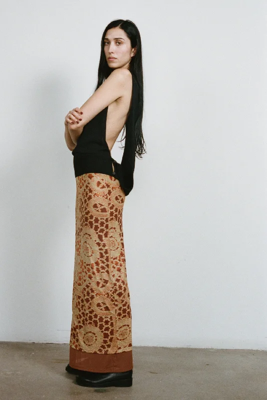TOPANGA SKIRT - LACE ORANGE chiffon skirt lightweight