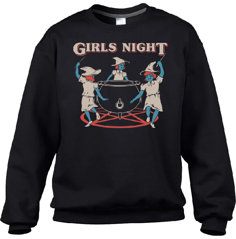Unisex Girls Night Witches Sweatshirt Hoodie with Frayed Bohemian Relaxed