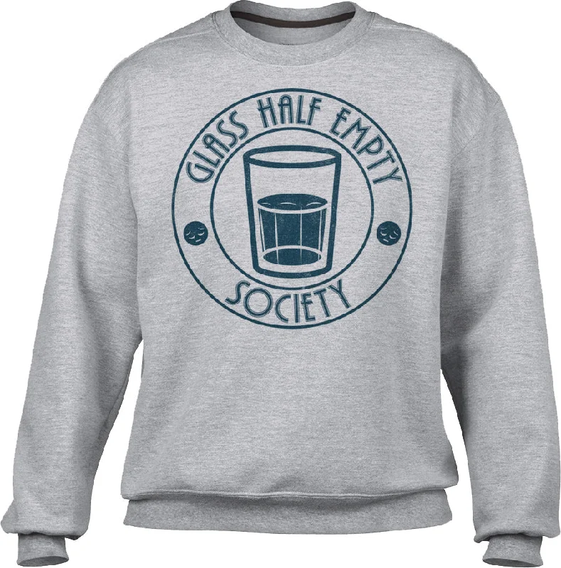 Unisex Glass Half Empty Society Sweatshirt Hoodie with V-Neck Classic Versatile