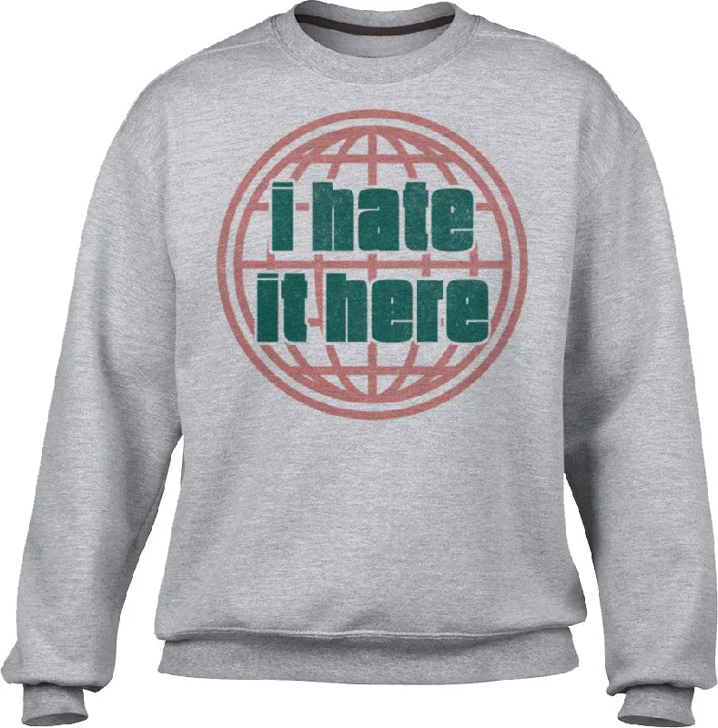 Unisex I Hate It Here Sweatshirt Hoodie with V-Neck Classic Versatile