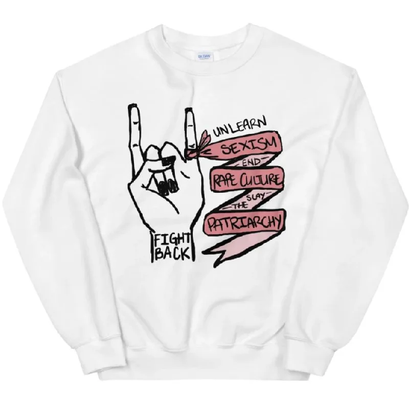 Unlearn Sexism, End Rape Culture -- Sweatshirt Hoodie with Slit Hem Functional Movement