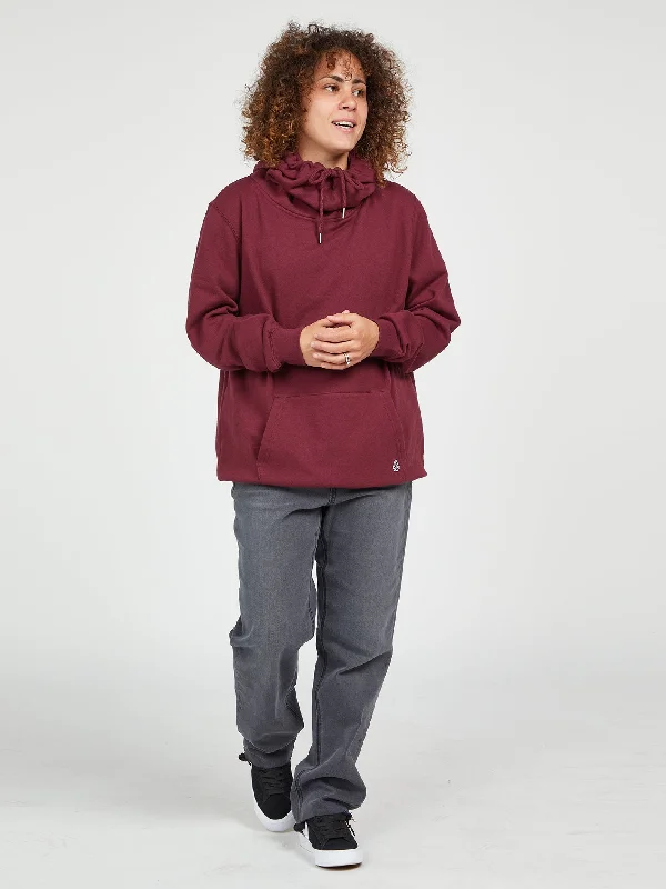 Walk It Out High Neck Hoodie - Burgundy Hoodie with Crew Neck Simple Timeless