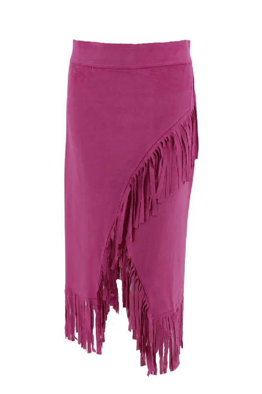 Way Magenta Long Fringe Skirt chiffon skirt delicate