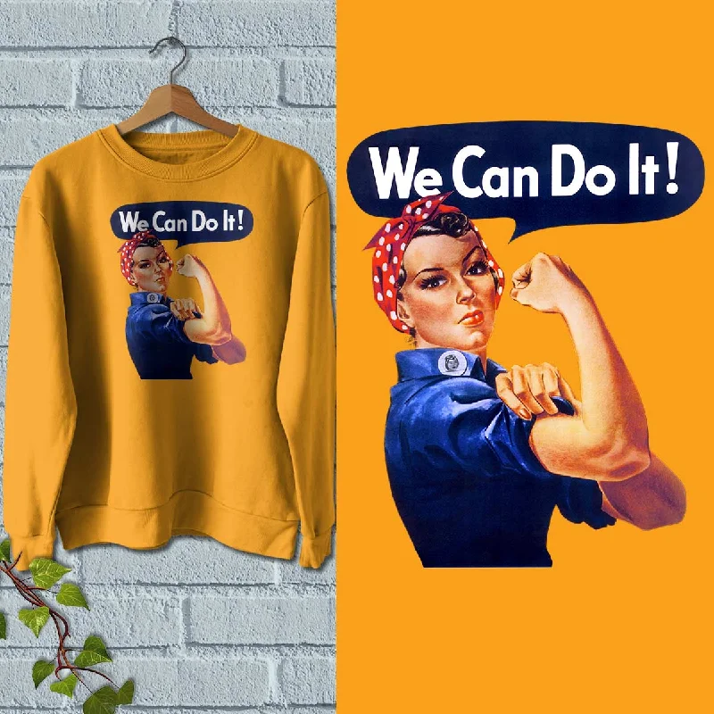 We Can Do It Rosie The Riveter Sweatshirt Adult Unisex S-XXL Hoodie with Set-In Sleeves Structured Classic
