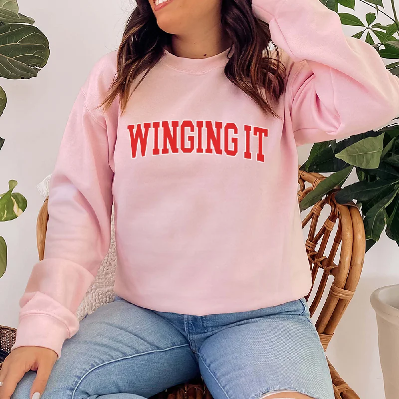 Winging It Varsity Sweatshirt Hoodie Crop Top Short Trendy