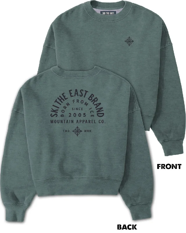 Women's Rooted Crop Crew Sweatshirt - Pine Hoodie with Drawstring Waist Adjustable Fitted