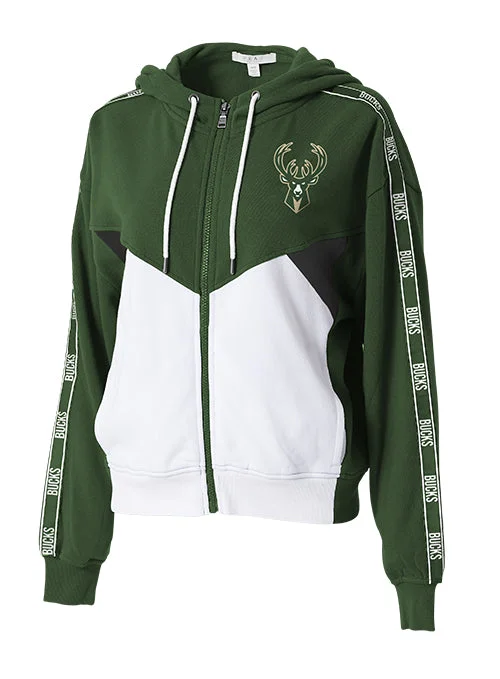 Women's Wear by Erin Andrews Repeat Name Milwaukee Bucks Hooded Sweatshirt Hoodie with Distressed Vintage Worn