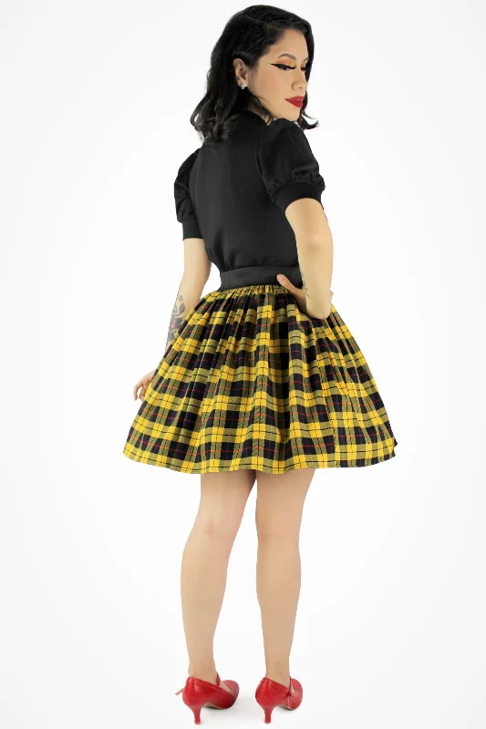 Yellow Plaid Elastic Skirt #YPES flowy skirt hem